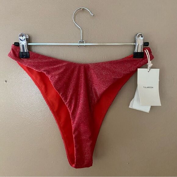 Tularosa New Again bikini bottom high cut red spiced coral cheeky Revolve S NWT - Picture 5 of 8